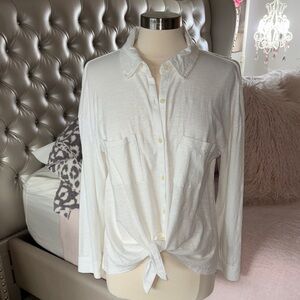 Caslon Button-Up Tie front Jersey Material Shirt